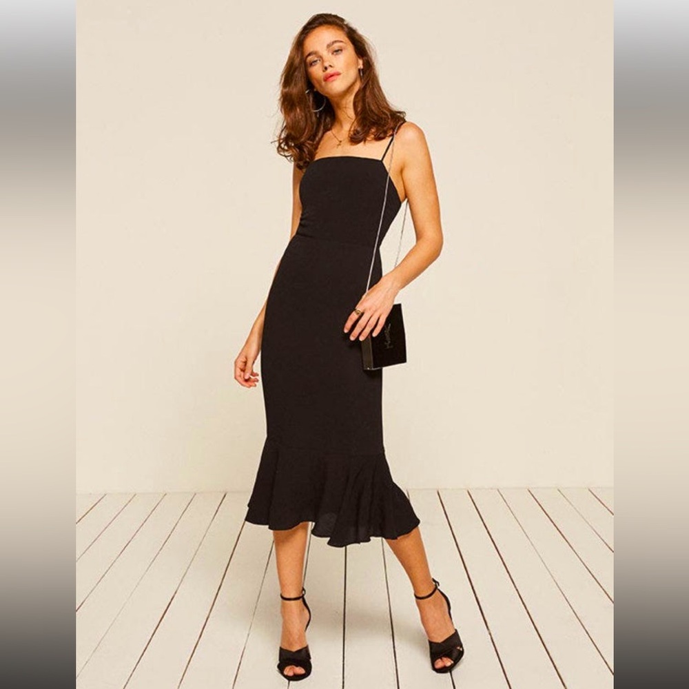 Reformation Black Midi Slip Dress